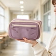 thumbnail image 3 of IPEWLEX Large Capacity Zipper Pencil Case, Versatile Multi-functional Organizer Pouch for Makeup & Electronics, Lightweight Portable Storage Bag Ideal for Office, Travel, and Daily Work, 3 of 5