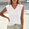 thumbnail image 2 of ClodeEU Women's V Neck Sleeveless Tank Top ,Solid Color Casual Summer Tops White,Women's Plus S, 2 of 7