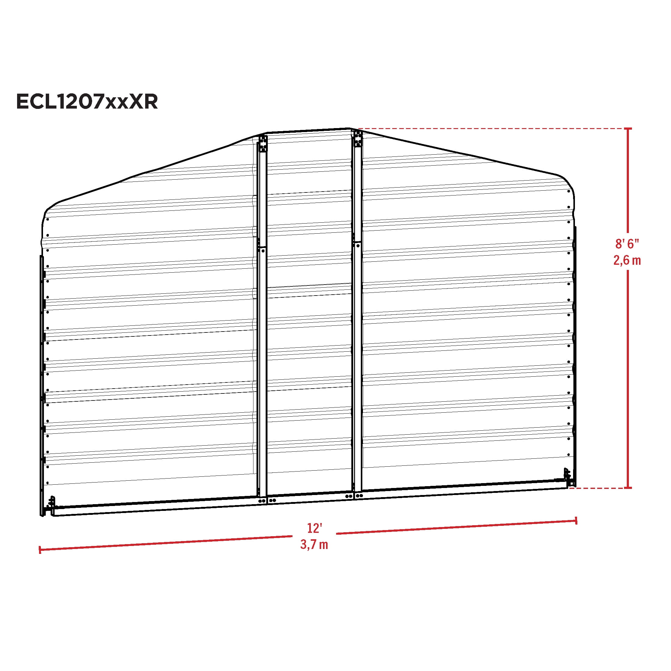 Arrow 12 x 7 x 7 ft Green Rear Wall Kit For Steel Carport