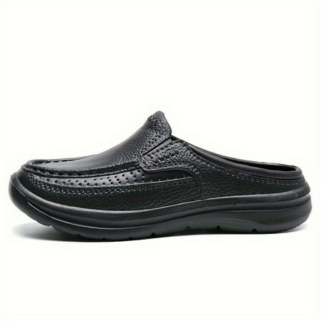

Stylish Wear-resistant Anti-skid for Outdoor Walking Men s Faux Leather Backless Slip On Casual Slippers