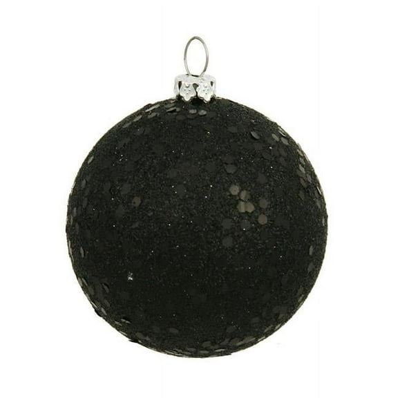 4 in. Black Sequin Christmas Ornament Ball - 6 per Bag