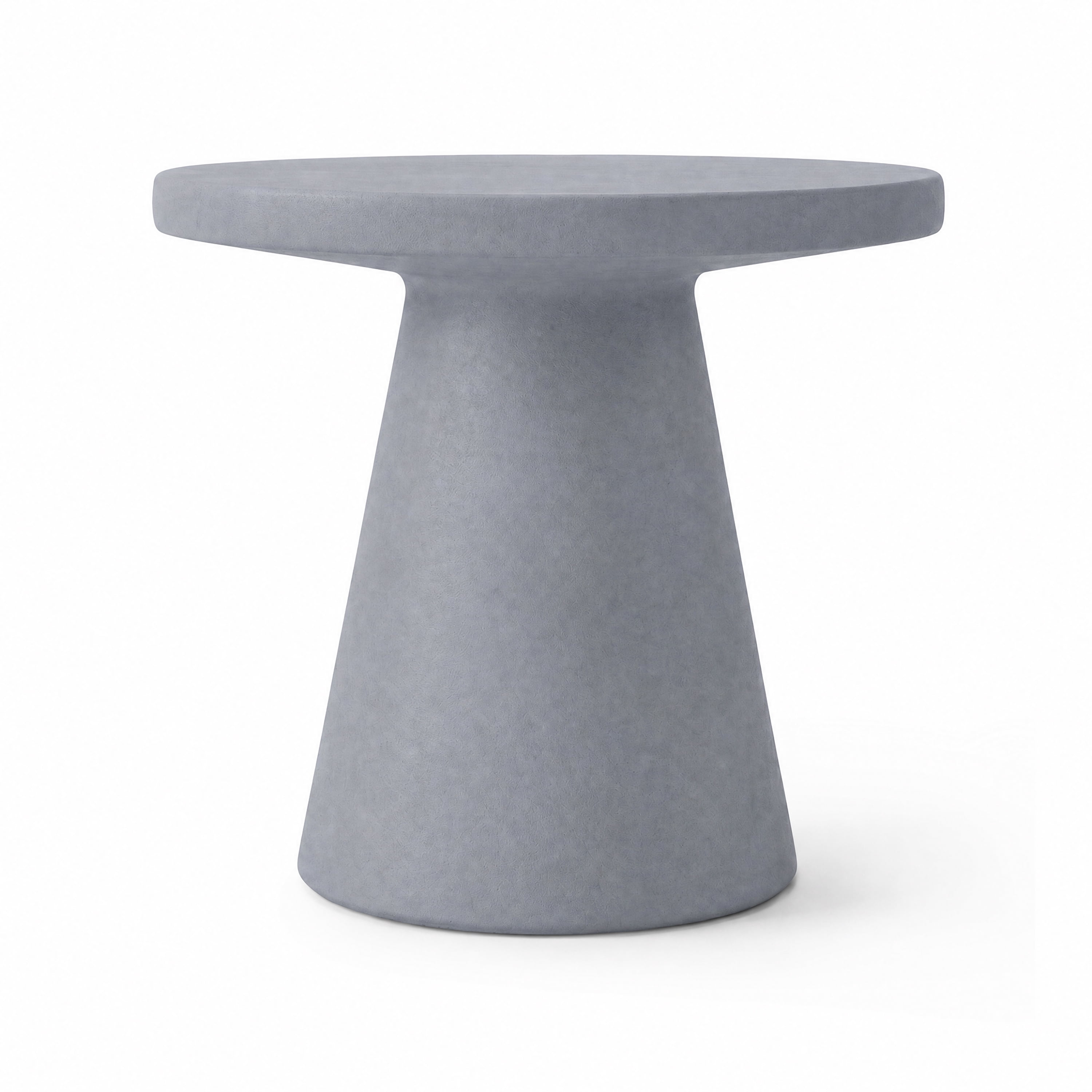 Round MGO Side Table – Durable Construction, Tapered Base,Cement Gray