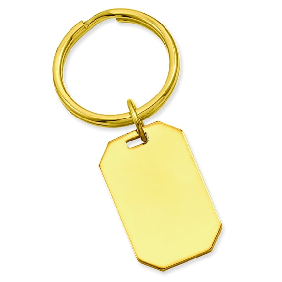 Gold-plated Polished Rectangle Key Ring Size