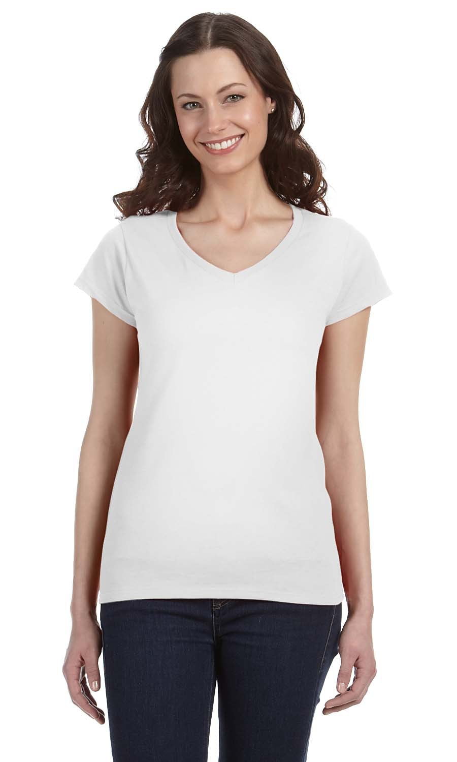 Gildan - The Gildan Ladies SoftStyle 45 oz Fitted V-Neck T-Shirt ...