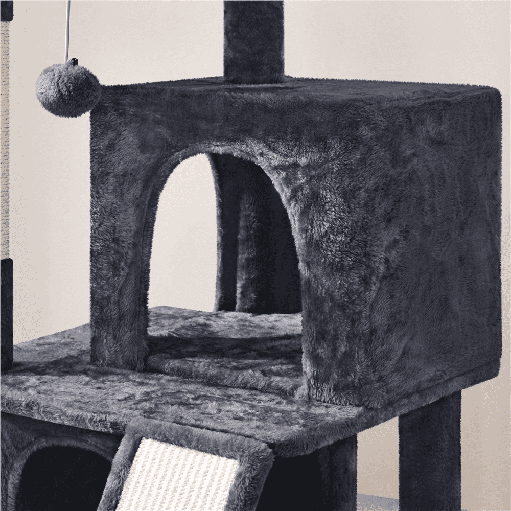 Alden Design 36" Cat Tree with Condo and Scratching Post Tower, Dark Gray