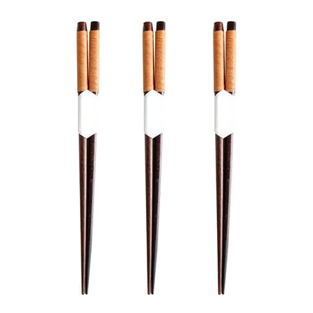 

NUOLUX 3 Pairs Wooden Chopsticks Pointed Head Household Chopsticks Kinking Skid Resistance Chopsticks (Chocolate)
