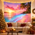 thumbnail image 3 of Ocean Waves Tropical with Sunset Calm Hues Bright, Mystical Fantasy for Space Lovers, Galaxy Room Decor, Housewarming Gift, Tapestry Wall Hanging for Bedroom and Dorm, 3 of 7