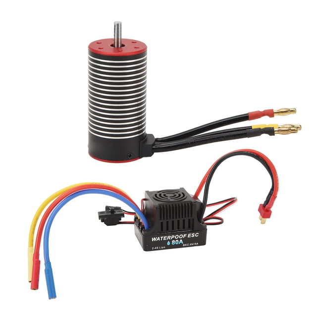 RC Brushless Motor ESC Set,Waterproof 3670 Brushless Motor 80A ESC Combo Kit for 1/8 1/10 RC Car Model