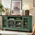 thumbnail image 6 of 60" Farmhouse Buffet Cabinet with Storage, Large Wood Sideboard Cabinet with Glass Doors, Kitchen Coffee Bar Cabinet for Dining Room, Green, 6 of 8