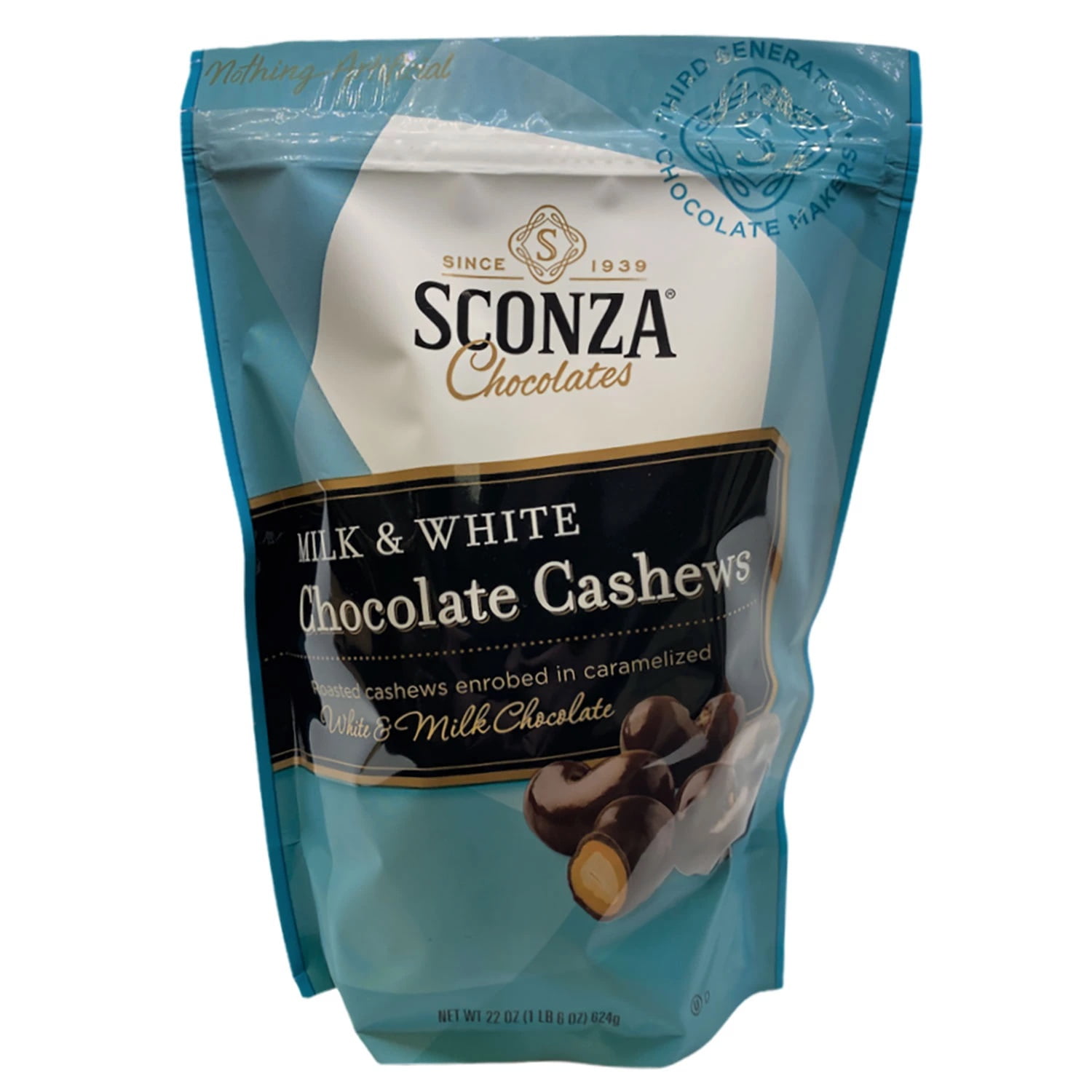 Sconza Milk and White Chocolate Cashews (22 Ounce)