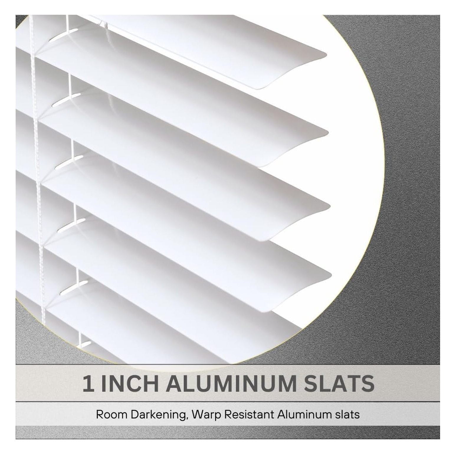 Cordless 1" Aluminum Mini Blind 35" Wide x 64" Long, White, Room Darkening Metal Indoor Window Blinds for Home and Office 35"W x 64"H