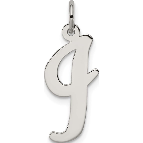 Sterling Silver Rhodium-Plated Script Letter I Initial Charm Made In United States qc5084i