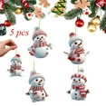 thumbnail image 2 of KOYPTL 5 Pcs Cute Snowman Christmas Tree Ornament Set 2D Acrylic Snowman Pendant Christmas Hanging Ornament for Xmas Tree Holiday Party Home Decor Xmas Gifts, 2 of 5