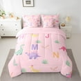 thumbnail image 2 of Manfei Teens Kawaii Dinosaur Twin Bedding Sets 7-Piece, Cute Cartoon Animal Bedding Comforter Set, Initial A to Z Letter Reversible Sheet Sets, Ultra Soft Home Decor, 2 of 7