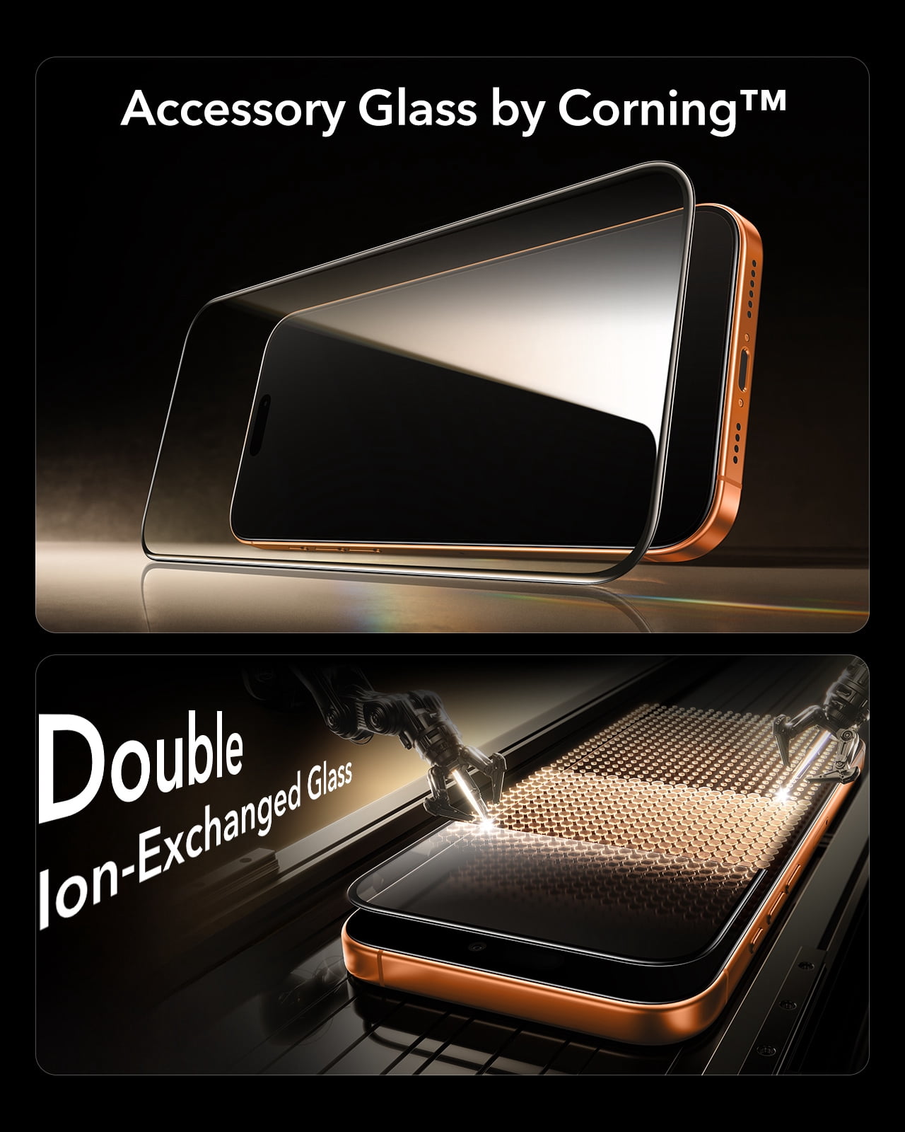 ESR Accessory Glass by Corning™ 3 Pack 9H+ Screen Protector Compatible with iPhone 17 Pro Max, with AR Anti-Reflective Technology, Military Grade Shatterproof & Durable with UltraFit Tray