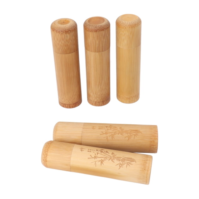 5Pcs 12cm Length Bamboo Tea Jar, Round Shape Tea Storage Container Jar, Portable Lightweight Organic Bamboo Container For Tea Coffee Beans Nuts Spices