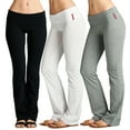 thumbnail image 1 of Women & Juniors Active Workout Fitness Stretch Comfy Lounge Flare Fit Yoga Pants (3PK: BLACK/H GREY/WHITE, M), 1 of 1
