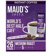 Maud's Instant Half Caff Coffee, Insta Half Caff, Medium Roast Half Caff Instant Coffee Sticks, 26ct