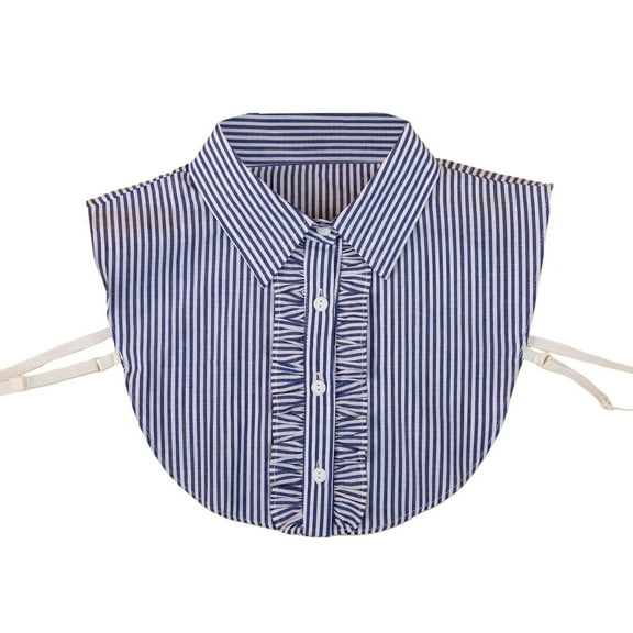 IDALL Striped Detachable Dickey Collar Blouse for Women, Lapel Fake Half Shirts Faux False Collar for Favors Blue One Size