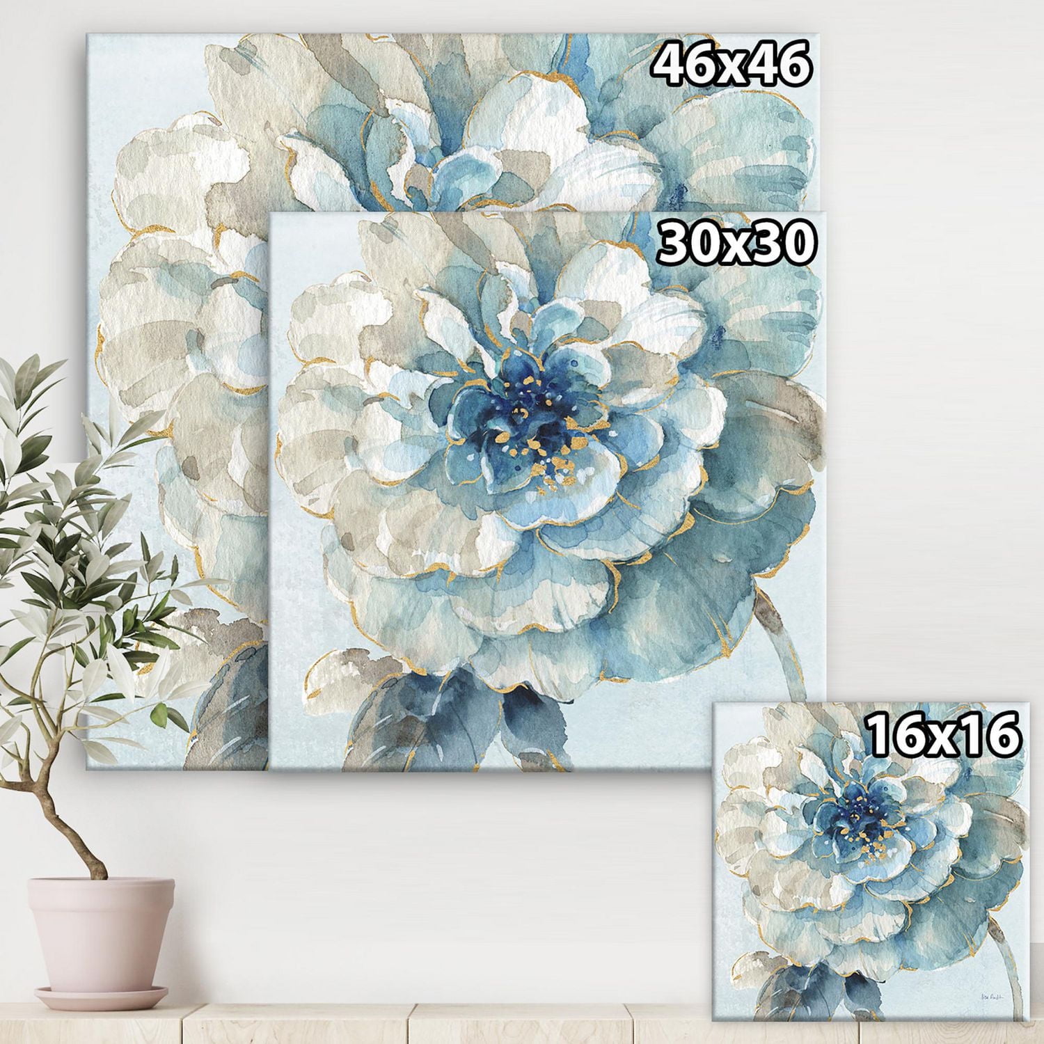 Designart Indigold Aquarelle Fleur II Art mural sur toile