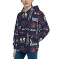 thumbnail image 2 of Fotbe Nautical Style Sailboat Pattern Youth Pullover Hooded Sweatshirt, Boys Hoodie, Kangaroo Pocket Hoodie for Kids Girls -X-Large, 2 of 6