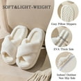 thumbnail image 3 of WALL QMER Slippers for Women Indoor, Women's Fuzzy Slippers, Cross Band Slippers Indoor Outdoor Soft Open Toe Slippers, White, 3 of 7