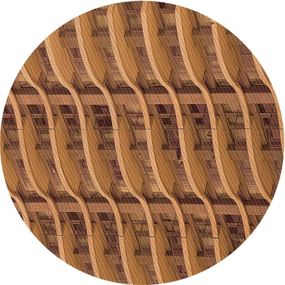 Ahgly Company Indoor Round Patterned Saddle Brown Area Rugs, 8' Round