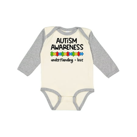 

Inktastic Autism Awareness Understanding and Love with Puzzle Pieces Gift Baby Boy or Baby Girl Long Sleeve Bodysuit
