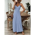 thumbnail image 3 of ZOELNIC Women's Summer Jumpsuit Spaghetti Strap Back Bow Romper, Wide Leg Vacation Outfit, Casual Resort Wear One Piece for Beach & Travel, 2XL, 3 of 8