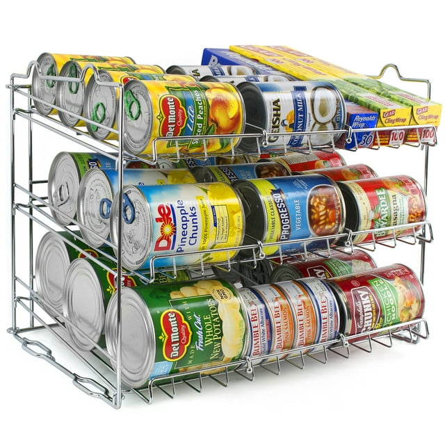 Sorbus Can Organizer Rack, 3-Tier Stackable Can Tracker & Pantry Cabinet Organizer Holds up to 36 Cans, Great Storage for Canned Foods, Drinks, and more in Kitchen, Cupboard, Pantry