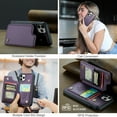 thumbnail image 5 of Feishell for iPhone 16 Pro Case with Card Holder, Wallet Case for Women Men with RFID Blocking, Durable PU Leather Kickstand Magnetic Clasp Shockproof Phone Case,Purple, 5 of 9