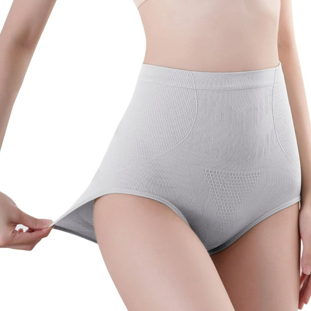 Gibobby Ropa Interior para Mujer Calzoncillos moldeadores cintura alta para mujer, bragas algodón, ropa interior rosa y negra talla grande para levantar las caderas (Gris, M)