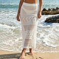 thumbnail image 6 of Hesxuno Women's Crochet Cover Up Skirt High Slit Beach Long Skirt Bathing Suit Swim Coverups Breathable Bikini Wrap Skirt White S, 6 of 7