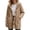Khaki, variant on Womens Knit Sweater Coat Cozy Hooded V Neck Long Sleeve Solid Color Horn Toggle Closure Long Cardigan For Outdoor Walking