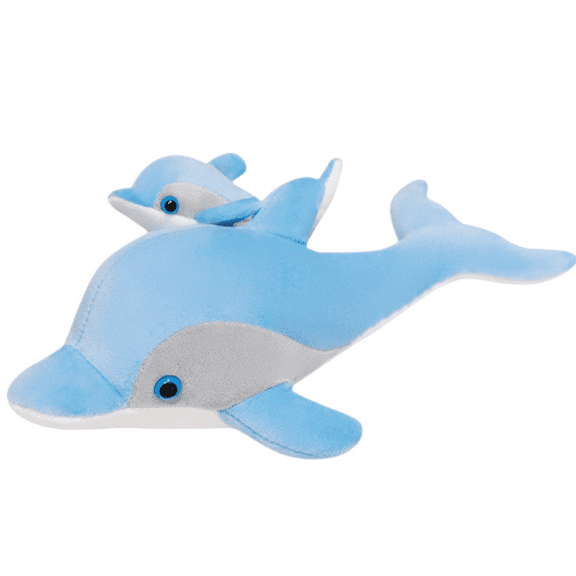 Kawaii Dolphin Mother and Child Plush Toy Stuffed Animal -15 '' Simulation Plush Animal Gift