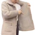 thumbnail image 2 of Joernso Women Autumn Winter Solid Color Jacket Coat Lapel Long Sleeve Thickened Imitation Lamb Wool Cardigan Single Breasted Outwear Streetwear, 2 of 8