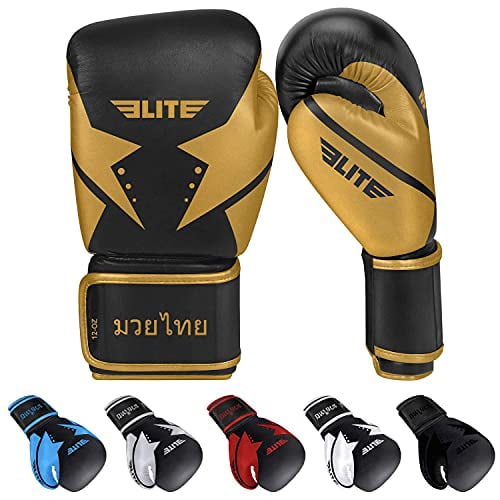 Men’s Elite Sports Muay Thai Gloves Women’s Best Kickboxing Pair of Breathable Gloves 