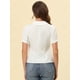 thumbnail image 3 of Blusa de cambray Allegra K Manga corta Cuello Peter Pan Blanco S, 3 of 4
