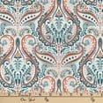 thumbnail image 2 of David Textiles 57" Chiffon Vibrant Damask Fabric By the Yard, White|Teal, 2 of 3