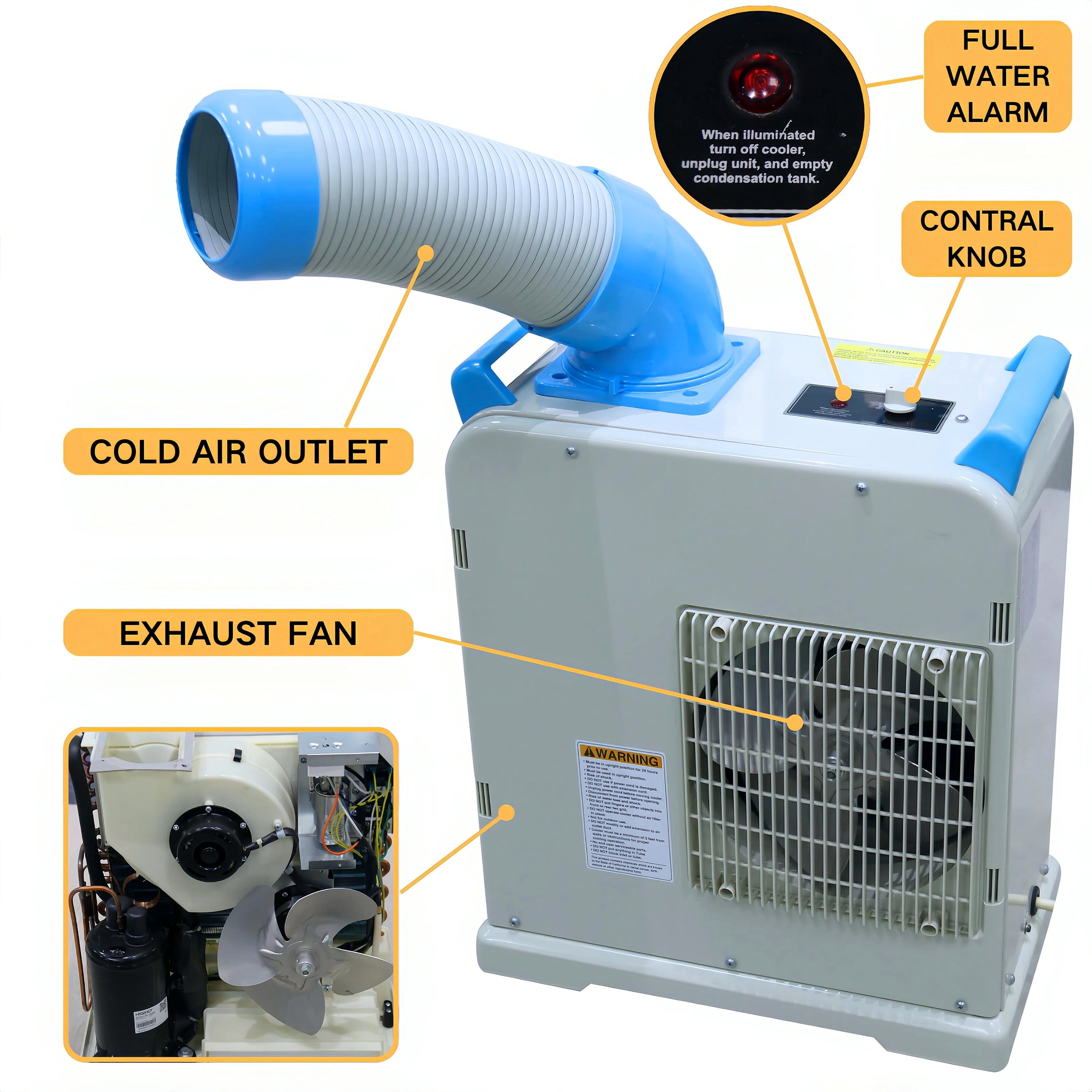6000Btu Industrial Spot Air Conditioner, R32 Portable Air Conditioner, Mobile Spot Cooler for Garage Workshop Warehouse,Outdoor Use