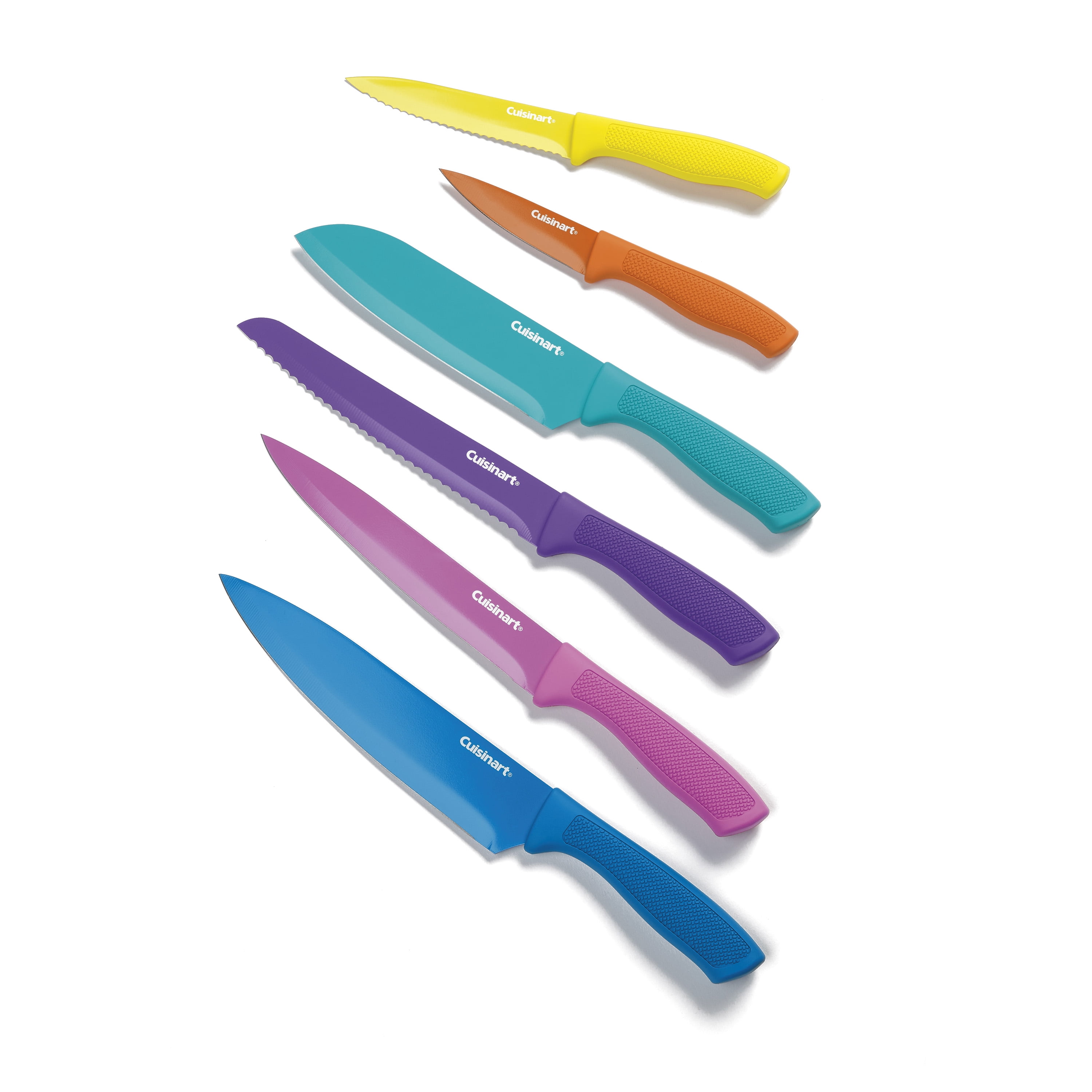 Cuisinart C55-7PCE Ceramic Coated Cutlery Set with Color End Caps & Acrylic  Stand, 7 pc