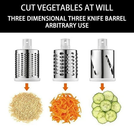 

3 In 1 Multifunctional Vegetable Cutter & Slicers Hand Roller Type Square Drum Vegetable Cutter with 3 Blades Removable Easy To Clean