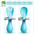 thumbnail image 2 of Cubiertos para bebé MARS BABY con diseño de flor, seguros para autoalimentación, 2 of 7