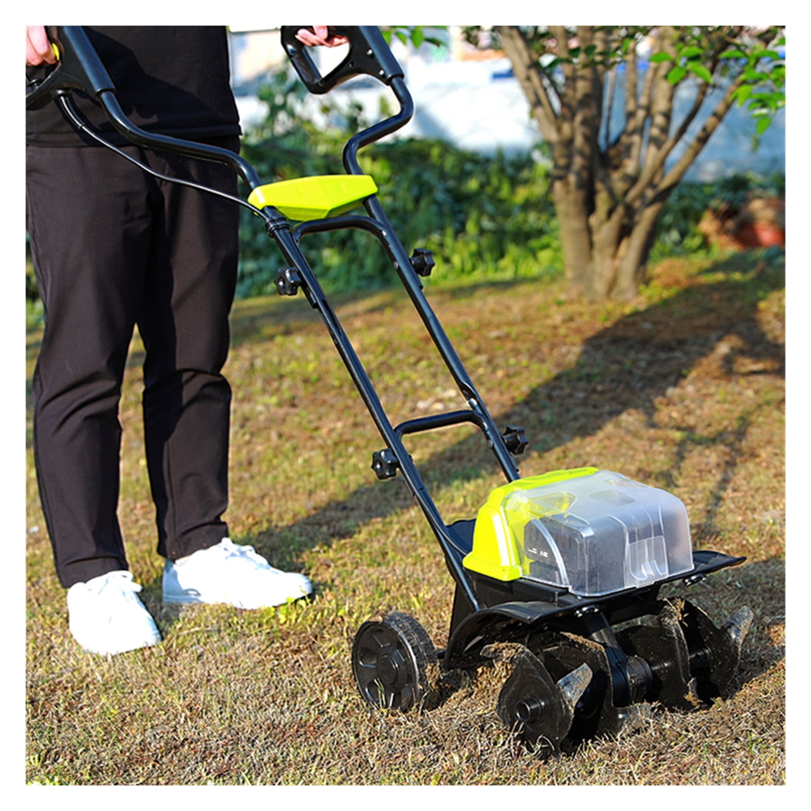 2400W Electric Small Soil Ripper Tiller 40V Brushless Plowing Machine Household Garden Vegetable Plot Greenhouse Orchard ,2 IN 1 Trimmer & Edger