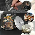 thumbnail image 4 of Yayeee Ashtray with Lid for Cigarette Smokeless Stainless Steel Home Ash Holder, Colorful Skeleton Sun, 4 of 7