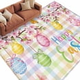 thumbnail image 6 of Happy Easter Area Rug 5x7 Washable Rug Non Slip Spring Colorful Eggs Butterfly Plaid Checkered Large Area Rug Soft Stainresistant Indoor Floor Carpet for Living Room Bedroom Home Office Dining Room, 6 of 8