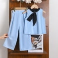 thumbnail image 3 of Lopeceal Summer Girls 2 Piece Outfits Elegant Tie Front Loose Crew Neck Tank Top and Ruched Wide-Leg Pants Sweet Cheeky 2-8Y, 3 of 3