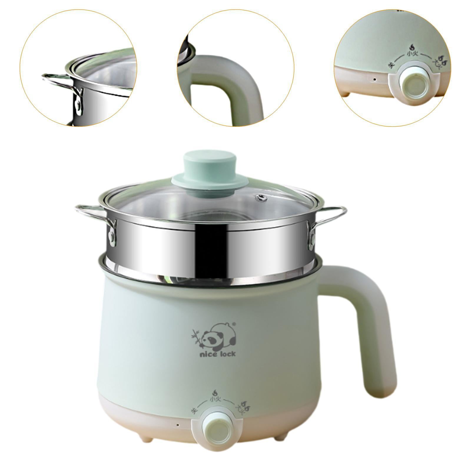 Fiocias Mini Hot Pot Electric Rice Cooker Multipurpose Nonstick Raman Cooker Portable steel steamer