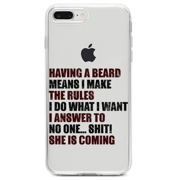 DistinctInk Clear Shockproof Hybrid Case for iPhone 7 PLUS / 8 PLUS (5.5" Screen) TPU Bumper Acrylic Back Tempered Glass Screen Protector - Beard - I Make the Rules, Do What I Want