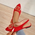 thumbnail image 6 of Women's Summer Dress Flats - Comfortable Pointed Toe Ballet Shoes for Woman - Soft Suede Slingback Flats Red 9.5(43), 6 of 8